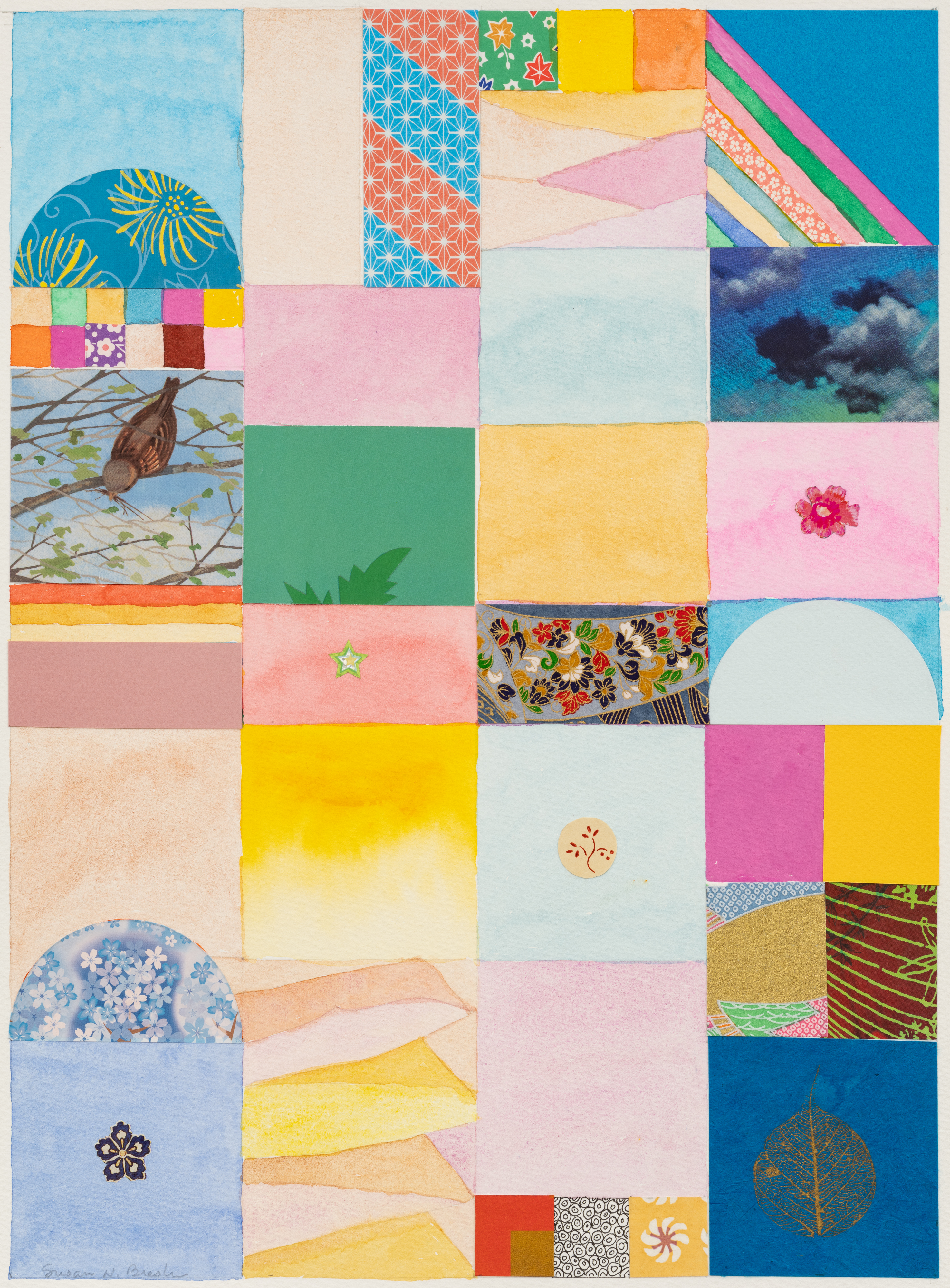 5.Flowers, Bird and Clouds, 2026, 12 inches by 16 inches, $300